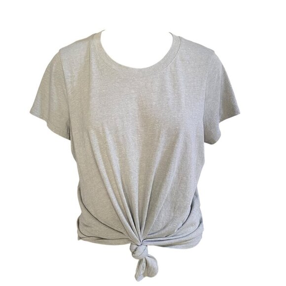 Madewell Gray Cotton Tie-front T-shirt Tee Size Large - Picture 1 of 4